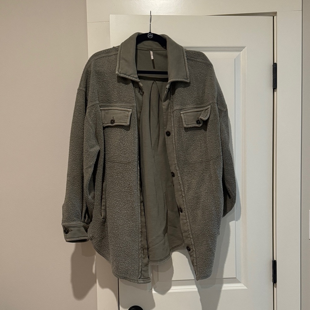 Free People Olive Green Shirt Jacket